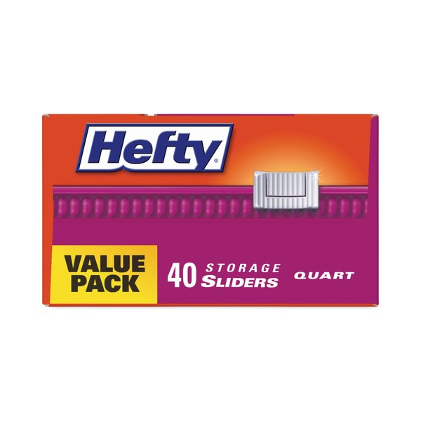 Hefty Slider Bags, 1 gal, 1.5 mil, 2.5" x 11", Clear, PK270 R81430